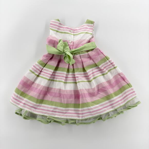 Youngland Infant 18M Easter Dress Pink Green Striped with Bloomers Spring Outfit - Picture 5 of 13
